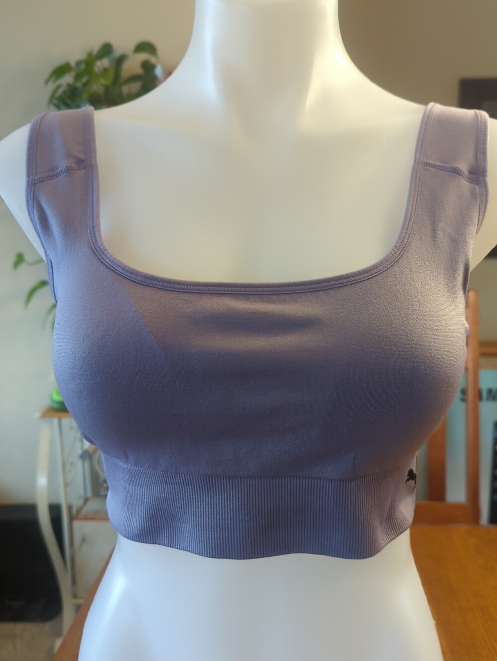 Puma Women's  Square Neck Seamless Sports Bra, Purple, Size XL